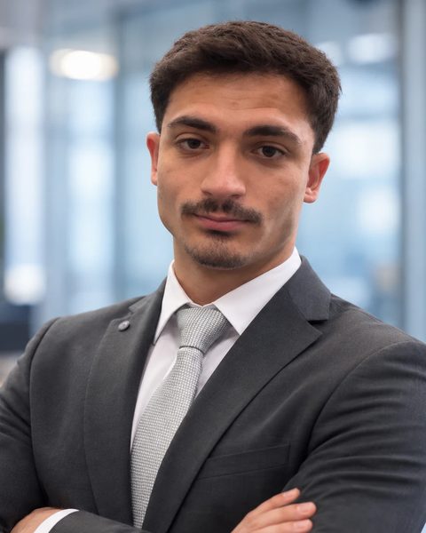 Nikolay Petrov, Gründer von prometheus, im Anzug mit verschränkten Armen